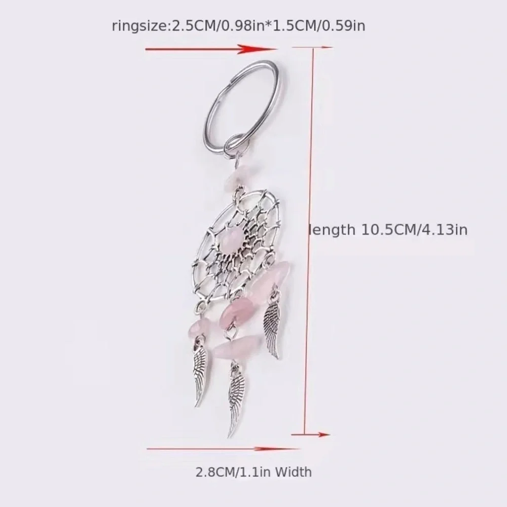 Dream Catcher Keyring Boho Native American Feathers Sea Glass Greens Silver Gift